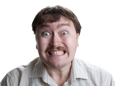 irritation at the man's face photo