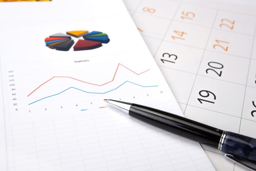 business diary with pen and diagram photo