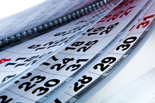 wall calendar with the number of days photo