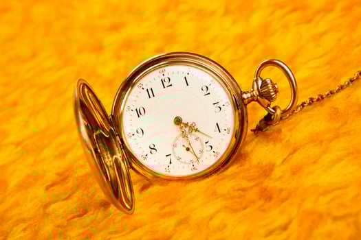 Gold pocket watch on gold cover photo