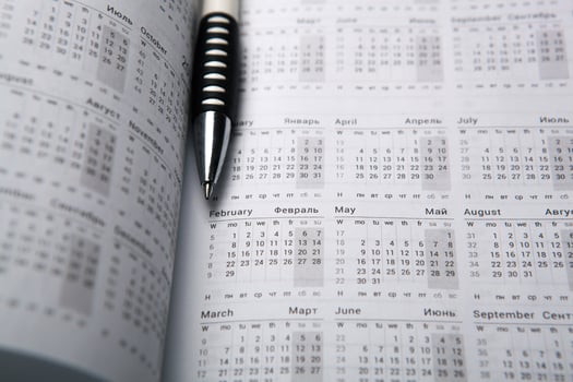 Calendar diary and pen photo