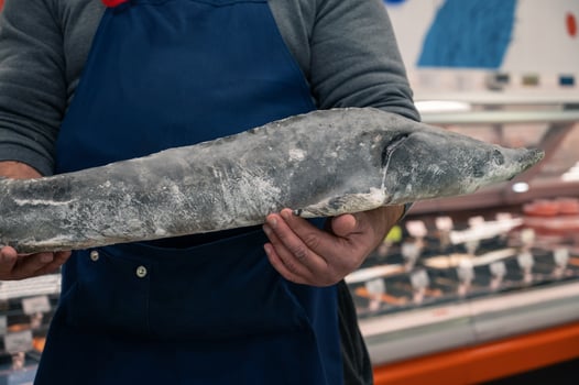Male fishmonger or fish market worker photo