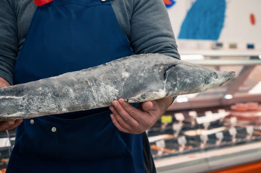 Male fishmonger or fish market worker photo