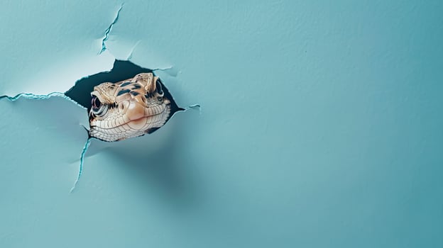 cute blue-tongued skink peeking through a hole photo