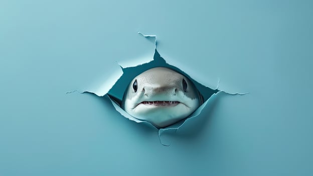 cute angelshark peeking through a hole photo