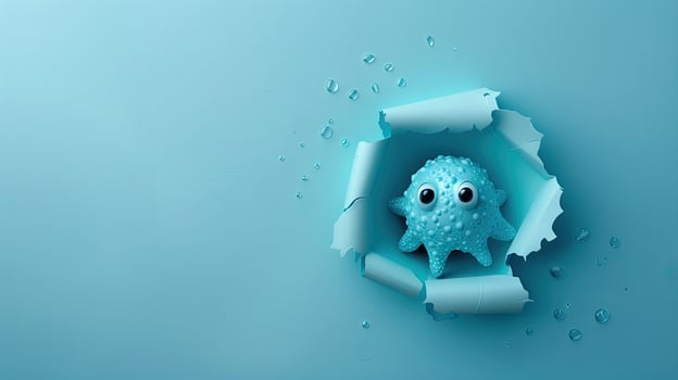 cute amoeba peeking through a hole photo