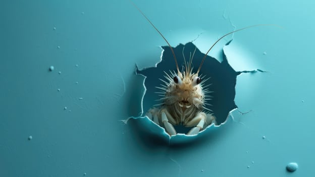 cute copepod peeking through a hole photo