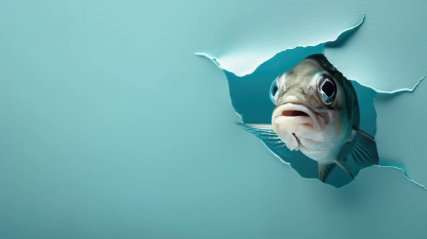 cute hatchetfish peeking through a hole photo