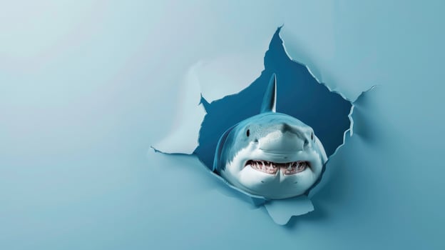 cute greenland shark peeking through a hole photo