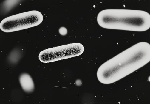 Microscopic view of active microorganisms in a dark environment photo