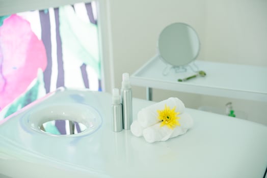 massage room in spa saloon. white massage table., photo