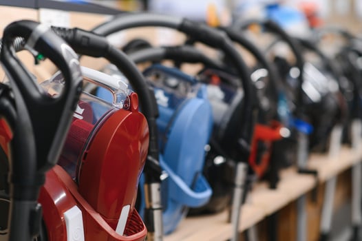 Appliances store presents for sale modern vacuum cleaners from different manufacturers photo