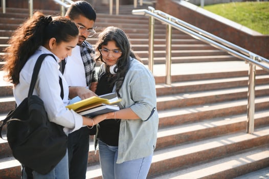 Group of Indian or Asian college students in the campus photo