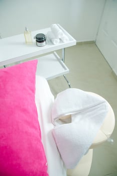 massage room in spa saloon. white massage table.. photo
