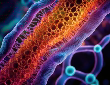 Microscopic Virus Cell Glowing Particles photo