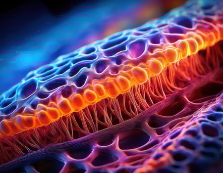 Microscopic Virus Cell Glowing Particles photo