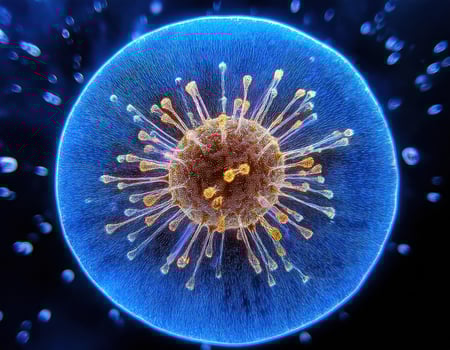Microscopic Virus Cell Glowing Particles photo