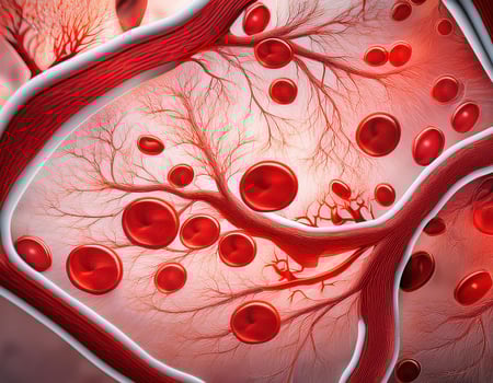 Human Artery Cross Section with Red Blood Cells photo