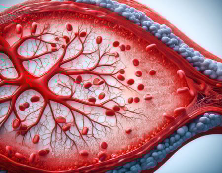 Human Artery Cross Section with Red Blood Cells photo