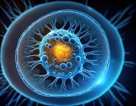 Microscopic Cell Nucleus Glowing Genetic Structure photo