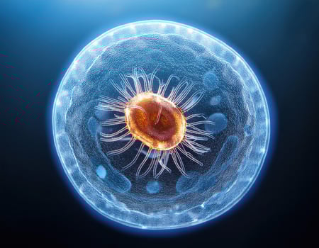 Microscopic Cell Nucleus Glowing Genetic Structure photo