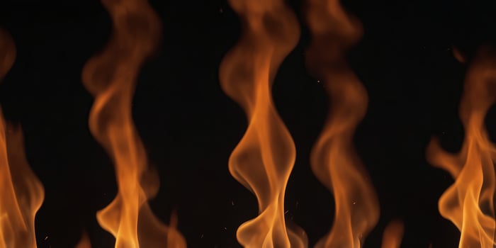 A bunch of fire flames on a black background. photo