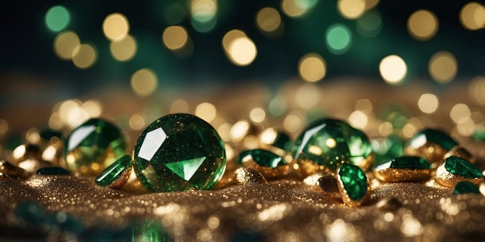 Glittery green onend gold boneckground with twinkling stoners. photo