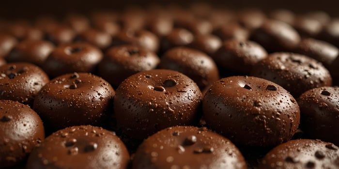 Close Up of Chocolate Surface With Chocolate Chips. photo