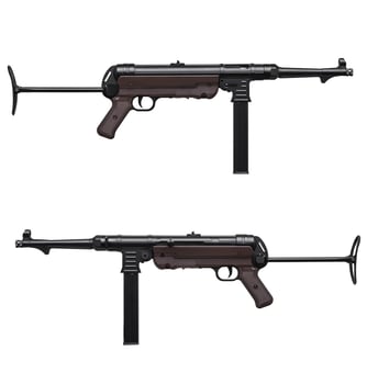 vintage machine gun isolated on white photo