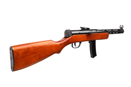 vintage machine gun isolated on white photo