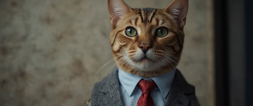 Boring job Bengal cat is a business entrepreneur Cat in a tie. photo