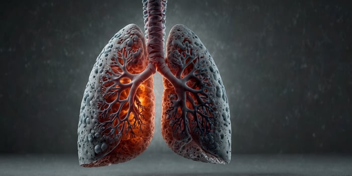 Research on Lung diseases and Recovery with Copy Space on Grey Background. photo