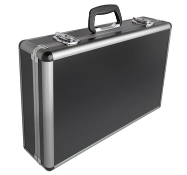 Black case with aluminum sides isolated photo