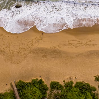 Balneario Camboriu in Santa Catarina. Taquaras Beach and Laranjeiras Beach in Balneario Camboriu. Aerial view in landscape. Square image photo