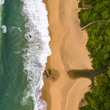 Balneario Camboriu in Santa Catarina. Taquaras Beach and Laranjeiras Beach in Balneario Camboriu. Aerial view in landscape. Square image photo