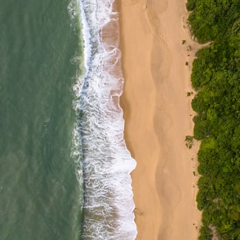 Balneario Camboriu in Santa Catarina. Taquaras Beach and Laranjeiras Beach in Balneario Camboriu. Aerial view in landscape. Square image photo
