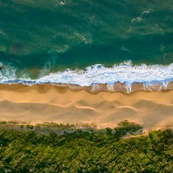 Balneario Camboriu in Santa Catarina. Taquaras Beach and Laranjeiras Beach in Balneario Camboriu. Aerial view in landscape. Square image photo