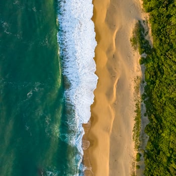 Balneario Camboriu in Santa Catarina. Taquaras Beach and Laranjeiras Beach in Balneario Camboriu. Aerial view in landscape. Square image photo