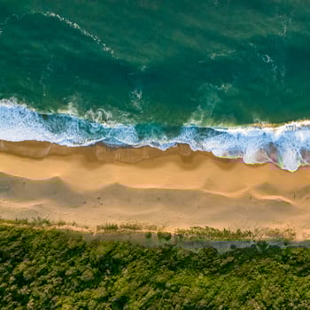 Balneario Camboriu in Santa Catarina. Taquaras Beach and Laranjeiras Beach in Balneario Camboriu. Aerial view in landscape. Square image photo