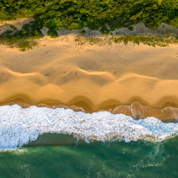Balneario Camboriu in Santa Catarina. Taquaras Beach and Laranjeiras Beach in Balneario Camboriu. Aerial view in landscape. Square image photo