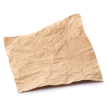 Used brown paper a isolated over white background. photo