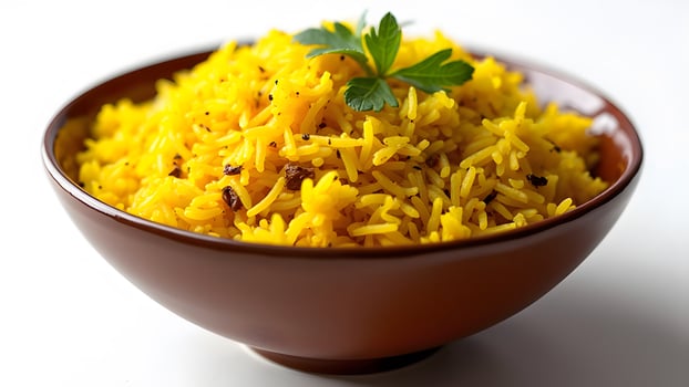 Aromatic saffron infused rice dish photo