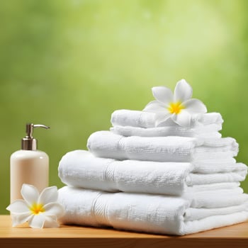 Serene Spa Retreat Plumeria Blooms and Soft Towels photo