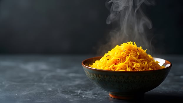 Steaming Bowl of Aromatic Basmati Rice photo