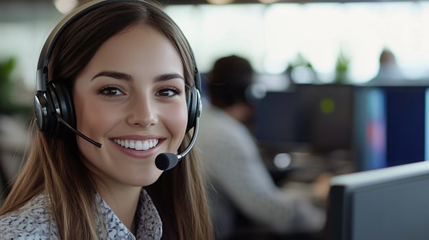 Smiling call center agent photo