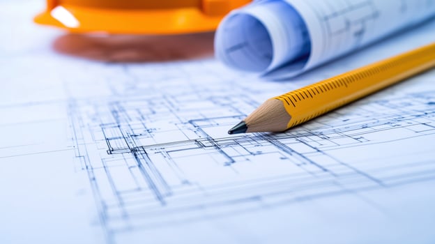 Close-up of blueprints photo