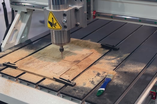 Cnc milling machine in work wood at the factory photo