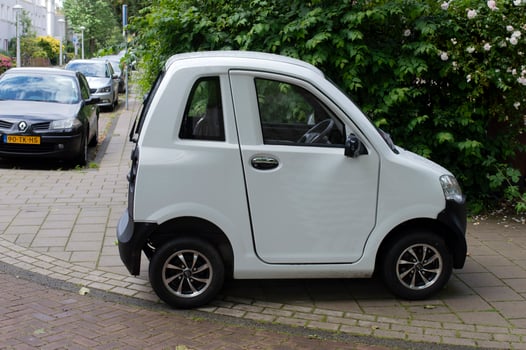 A White Max Mobiel Mini Car At Amsterdam The Netherlands 10-2-24 photo