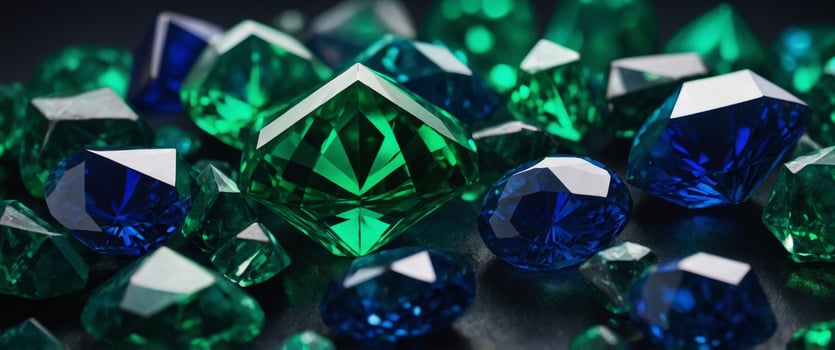 Geometric emerald green and sapphire blue jewel tones. photo