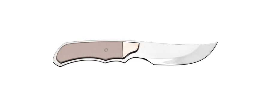 Hunting knife with ivory handle isolate on a white background. Beautiful gift weapon. photo